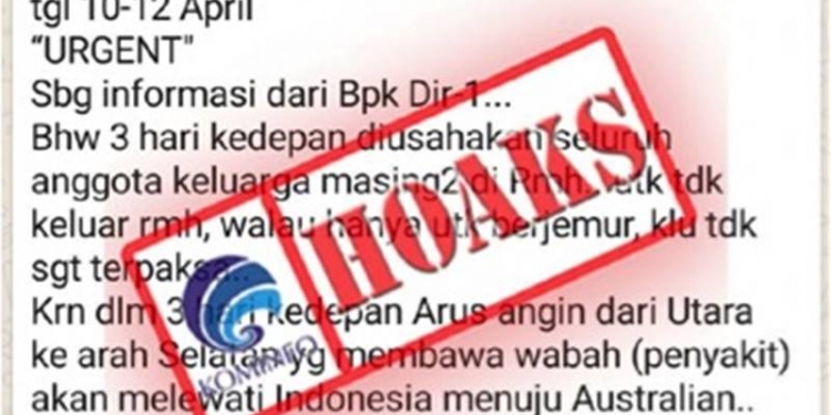 Hoaks Ajakan tidak keluar rumah