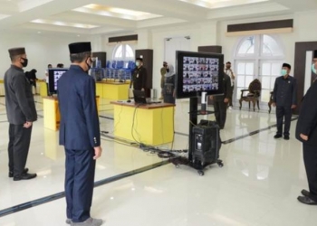 Gubernur Rusli Ikuti Upacara Harlah Pancasila Secara Daring