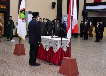 Suasana Pelantikan 20 Pejabat dan 1 Direktur di lingkungan Pemerintah Kota Gorontalo, (07/09/2020).
