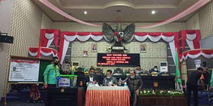 Pemilihan PAW Wakil Bupati Gorontalo di DPRD Kabupaten Gorontalo, Selasa (15/9/2020). (arif/gopos)