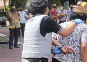 Simulasi penanganan pelanggar protokol kesehatan di Provinsi gorontalo. foto istimewa