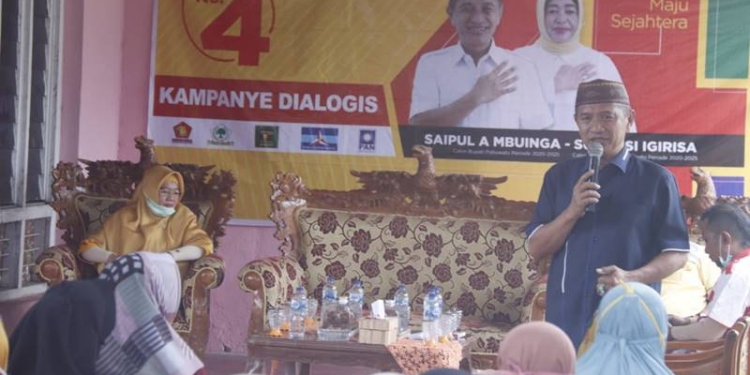 Calon Bupati Kabupaten Pohuwato, Saipul Mbuinga memaparkan program paslon SMS. (foto: istimewa)