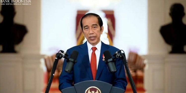 Presiden Joko Widodo memberi arahan pada pertemuan tahunan Bank Indonesia secara virtual, Kamis (3/12/2020).(foto tangkapan layar)