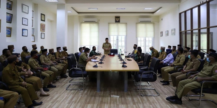 Rapat Forkopimda Bone Bolango membahas kesiapan Pilkada 9 Desember 2020.(rahman/gopos)