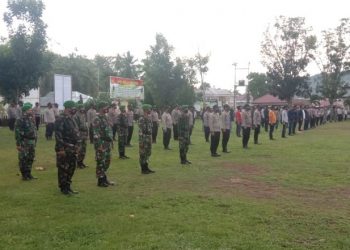 Tim gabungan Polres Boalemo, TNI, Satpol PP menggelar apel dalam rangka pengamanan tahun baru 2021.(istimewa)