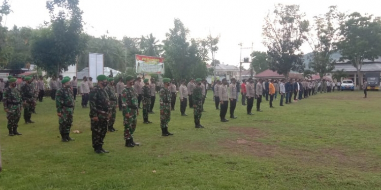 Tim gabungan Polres Boalemo, TNI, Satpol PP menggelar apel dalam rangka pengamanan tahun baru 2021.(istimewa)