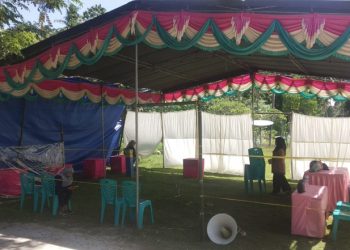 Proses pembangunan TPS 4 Desa Boludawa, Kecamatan Suwawa, Kabupaten Bone Bolango. (putra/gopos)