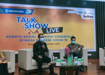 Talk Show Dinas Kesehatan Provinsi Gorontalo, Bank Indonesia, dan BPS Provinsi Gorontalo terkait kondisi sosial ekonomi Gorontalo di masa pandemi Covid-19, Kamis (10/12/2020).(ari/gopos)