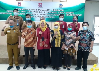 Wakil Bupati Gorontalo, Herman Walangadi, pada penandatanganan perjanjian kerjasama data transaksi dan penawaran tanah antara pemerintah kabupaten dengan Kantor Pelayanan Kekayaan Negara dan Lelang (KPKNL)