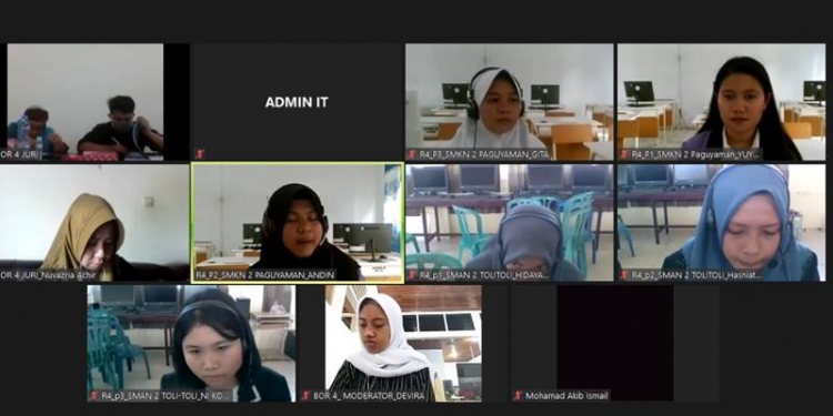 Fordehkonsmero, Fakultas Hukum, Universitas Negeri Gorontalo (UNG) menggelar debat konstitusi tingkat regional timur ke-6. Debat diselenggarakan secara virtual karena dalam masa pandemi covid-19. (foto: istimewa)