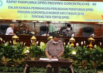 Rapat Paripurna memperingati HUT Provinsi Gorontalo ke-20 tahun 2020. (ari/gopos)