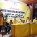 Gubernur Gorontalo, Rusli Habibie, memberikan sambutan pada Musda X Partai Golkar Kota Gorontalo, Sabtu (9/1/2021). (isno/gopos)