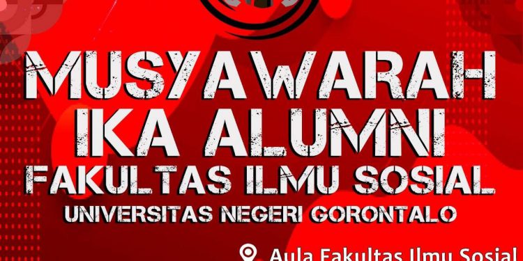 Baliho Musyawarah Besar Ikatan Almuni Fakultas Ilmu Sosial UNG. Foto: Istimewa.