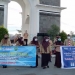Dinas Kesehatan (Dinkes) Kabupaten Bone Bolango menyosialisasikan vaksin covid-19 di Center Point, Bone Bolango, Kamis (14/1/2021).  (sari/gopos)