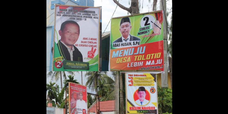 Baliho Sejumlah Calon Kepala Desa (Cakades) Yang ada di Kabupaten Gorontalo (Putra/Gopos)