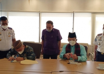 Pertemuan Bupati Pohuwato, Saipul A. Mbuinga dengan Kementerian Perhubungan RI, Selasa (16/03/2021). (Istimewa).