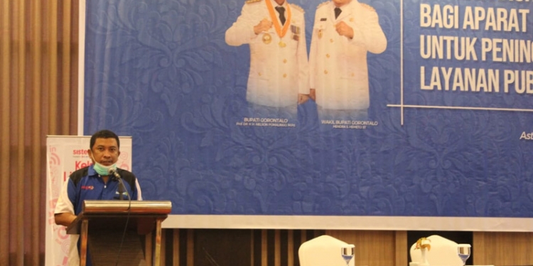 Kepala Dinas Komunikasi dan Informatika (Kominfo) Haris Suparto Tome Sekaligus Ketua Relawan Teknologi Informasi Komunikasi (TIK) Provinsi Gorontalo (Putra/Gopos)