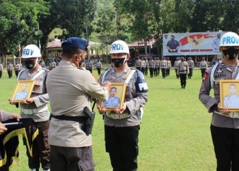 Upacara pemecatan tiga anggota Sat Brimob Polda Gorontalo yang melanggar kode etik, Selasa (30/3/2021).