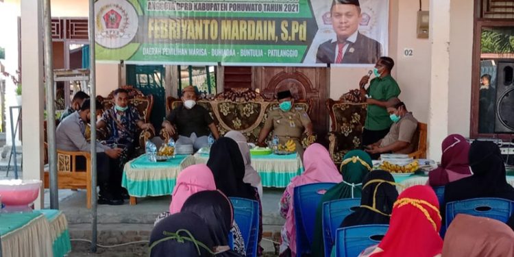 Reses kedua masa persidangan kedua yang dilaksanakan oleh anggota DPRD Kabupaten Pohuwato, Febryanto Mardain, Senin (15/03/2021).