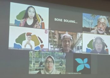 Bupati Bolango, Hamim Pou,  saat menjadi pembicara dalam kegiatan virtual yang bertajuk “Harmoni dari Desa Lestari : Nostalgia Kala Nanti, Kamis (15/04/2021).