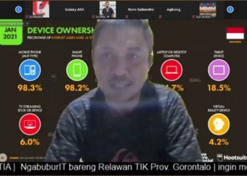 Ketua Relawan TIK Provinsi Gorontalo Haris Suparto Tome saat ngabuburit secara zoom meeting bersama Relawan TIK Provinsi Gorontalo (Istimewa)