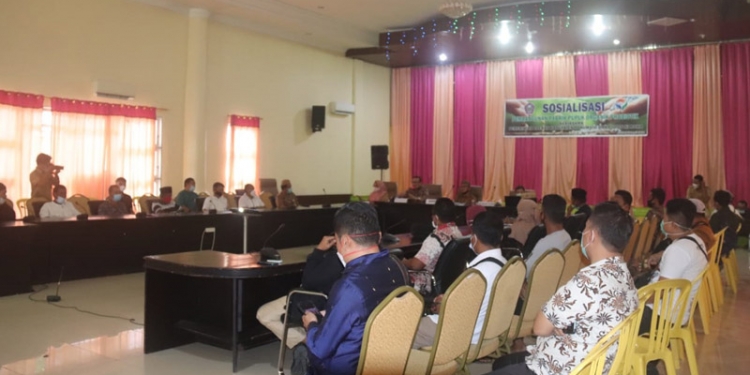 Sosialisasi Pembangunan Pabrik Pupuk Organik Probiotik yang berlangsung di Gedung Panua Kabupaten Pohuwato, Selasa (20/4/2021). (Azhar/Gopos).