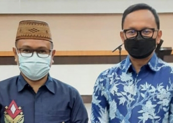 ekwan DPRD Kota Gorontalo, N.R.Monoarfa saat mendampingi Ketua Dewan Pengurus Apeksi Pusat, Dr. Bima Arya Sugiarto, Sabtu (10/4/2021). (foto hms Dekot).