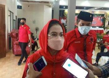 Sekretaris DPD PDI Perjuangan Jawa Timur, Sri Untari Bisowarno, saat ditemui usai membuka Musancab di Kabupaten Blitar. (Foto: Ma'ruf/gopos)