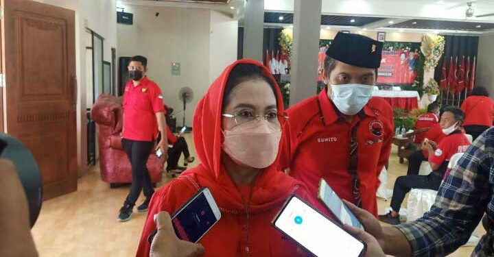Sekretaris DPD PDI Perjuangan Jawa Timur, Sri Untari Bisowarno, saat ditemui usai membuka Musancab di Kabupaten Blitar. (Foto: Ma'ruf/gopos)