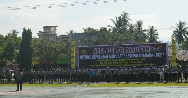 Kepolisian Daerah Gorontalo (Polda Gorontalo) Gelar Apel Pasukan Operasi Kepolisian Terpusat (Ketupat) Otanaha 2021, guna cipta rasa aman saat Idul Fitri. (Putra Gopos)