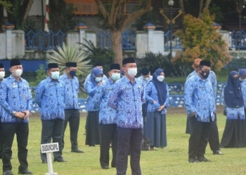 Suasana Apel kerja ASN di lingkungan Kabupaten Bone Bolango. Foto hms