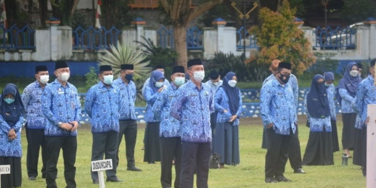 Suasana Apel kerja ASN di lingkungan Kabupaten Bone Bolango. Foto hms