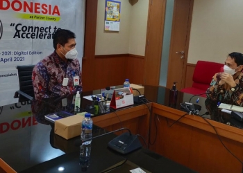 Bupati Gorontalo Nelson Pomalingo saat berkunjung ke Direktur Jenderal ( Dirjen), Ketahanan, Perwilayahan dan Akses Industri Internasional, Eko S.A. Cahyanto, Jakarta (9/6/2021). (Istimewa).