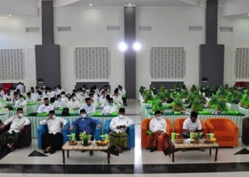 Suasana pembukaan MNKU angkatan 302 yang dirangkaikan dengan pelantikan pengurus PW Muslimat NU Provinsi Gorontalo periode 2021-2026 di Asrama Haji Gorontalo, Sabtu (26/6/2021). (Foto : Istimewa)