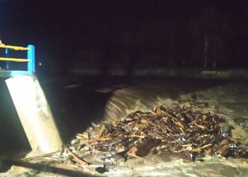 Situasi air di Bendung Alale sempat mengalami kenaikan seiring meningkatnya air Sungai Pinogu, Ahad (11/7/2021) malam.(istimewa(