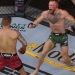 Conor McGroger berusaha menghindari pukulan Dustin Piorier, tapi hal itu membuat engkel kirinya patah. Sehingga pertarungan dinyatakan dimenangkan oleh Dustrin Piorier. (twitter)