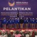 Ketua Badan Pemilu Wilayah Sulawesi Partai NasDem, Rachmat Gobel didampingi Ketua Dewan Pimipinan Wilayah Partai NasDem Provinsi Gorontalo, Hamim Pou beserta para pengurus DPW usai dilakukan pelantikan. (Foto Andy Mellu)