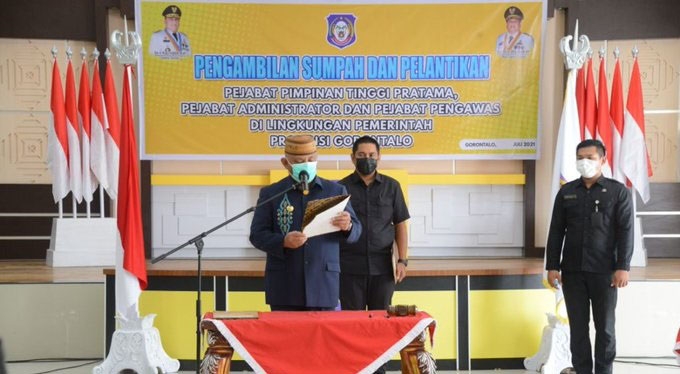 Gubernur Gorontalo Lantik 71 Pejabat Secara Virtual