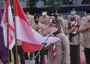 Pengukuhan Pengurus Kwarcab Bone Bolango oleh Ketua Kwarda Provinsi Gorontalo, Rabu (14/7/2021). (istimewa)