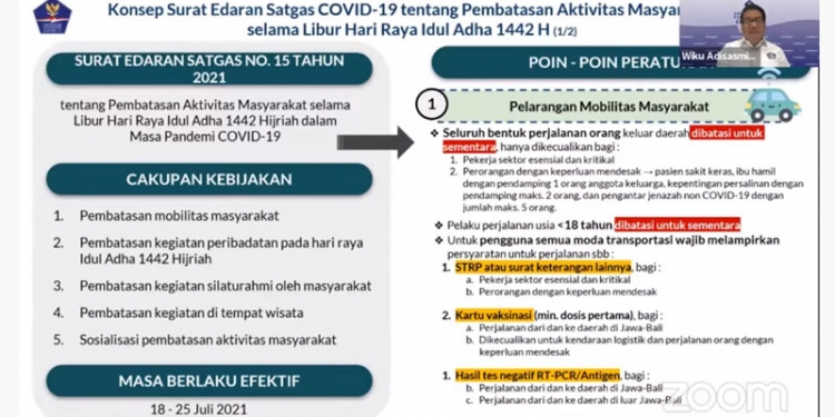 SE Satgas Covid-19 Libur Iduladha