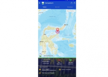 Gempa Magnitudo 5,2 Guncang Wilayah Kabupaten Bone Bolango, Senin (19/7/2021) (gopos)