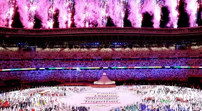 Suasana Upacara Pembukaan Olimpiade Tokyo 2020.