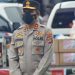 Kapolda Gorontalo, Irjenpol Akhmad Wiyagus saat menggelar apel pelepasan Program bantuan pemerintah terkait PPKM di Halaman Polda Gorontalo, Sabtu (17/7/2021). (Foto: Putra/Gopos)