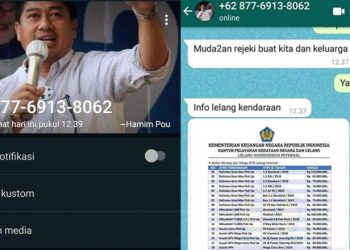 Akun WhatsApp yang mencatut nama serta foto Bupati Bone Bolango, Hamim Pou. (istimewa)