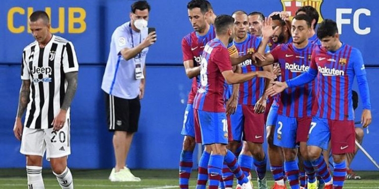 Laga antara Barcelona kontra Juventus di final Trofi Joan Jamper. (Foto Istimewa)