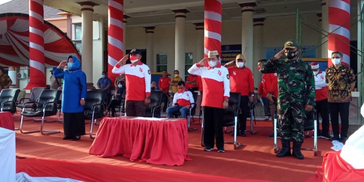 Gladi bersih upacara HUT Kemerdekaan RI ke-76 yang dilaksanakan oleh Pemkab Pohuwato, Jumat (13/8/2021).