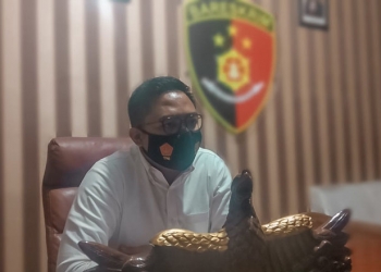 Kasat Reskrim Polres Gorontalo, IPTU Mohamad Nauval Seno saat ditemui diruang kerjanya, Senin (23/8/2021), Foto : Putra/Gopos.