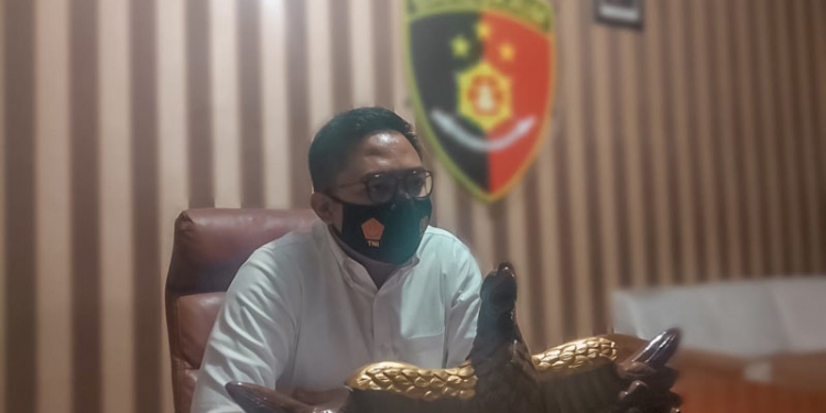 Kasat Reskrim Polres Gorontalo, IPTU Mohamad Nauval Seno saat ditemui diruang kerjanya, Senin (23/8/2021), Foto : Putra/Gopos.