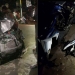 Kondisi mobil Suzuki Ignis mengalami ringsek (kiri) dan kondisi motor yang mengalami kerusakan akibat ditabrak mobil Suzuki Ignis, Jumat (20/8/2021).