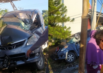 Kecelakaan sebuah mobil minibus Toyota Avanza di ruas jalan Trans Sulawesi Desa Pentadio Barat, Kamis (26/8/2021). (istimewa)